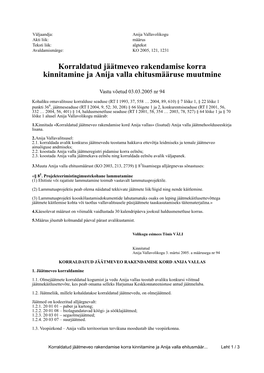 Korraldatud Jäätmeveo Rakendamise Korra Kinnitamine Ja Anija Valla Ehitusmääruse Muutmine