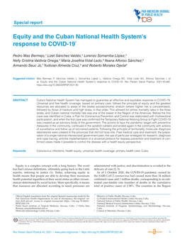 Equity and the Cuban National Health System's Response to COVID-19*