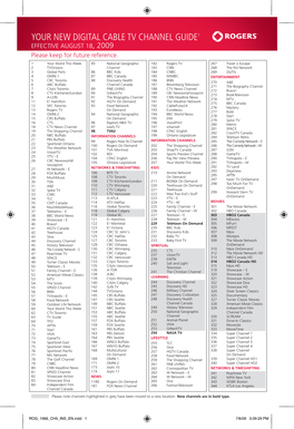 YOUR NEW DIGITAL CABLE TV CHANNEL GUIDE1 EFFECTIVE AUGUST 18, 2009 Please Keep for Future Reference