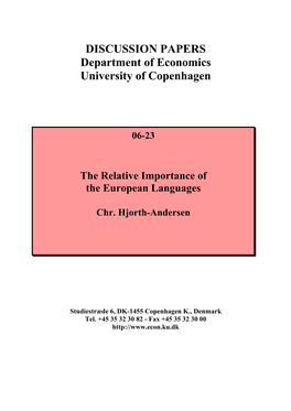 The Relative Importance of the European Languages