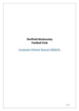 Sheffield Wednesday Football Club Customer Charter Season 2020/21