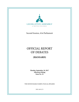 Official Report of Debates (Hansard)