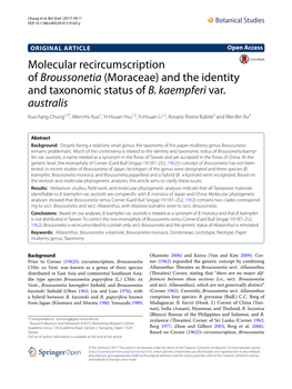 Molecular Recircumscription of Broussonetia (Moraceae) and the Identity and Taxonomic Status of B. Kaempferi Var. Australis