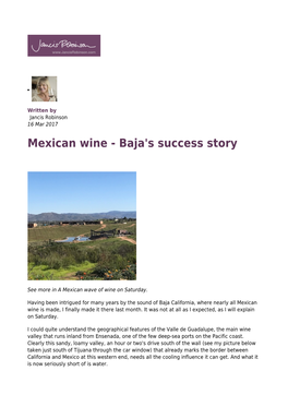 Mexican Wine - Baja's Success Story