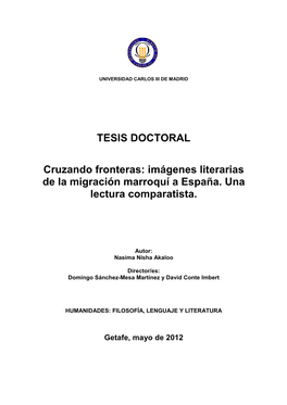 Cruzando Fronteras: Imágenes Literarias De La Migración Marroquí a España