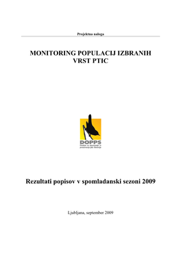 Monitoring Populacij Izbranih Vrst Ptic. Rezultati Popisov V