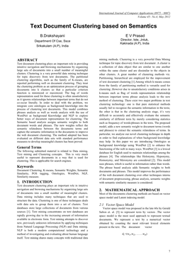 Text Document Clustering Based on Semantics