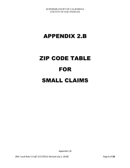 Appendix 2.B Zip Code Table for Small Claims