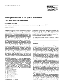 Some Optical Features of the Eyes of Stomatopods I