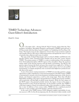 TIMED Technology Advances: Guest Editor's Introduction