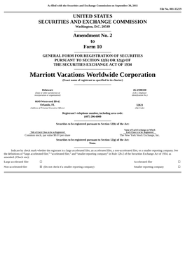 Marriott Vacations Worldwide Corporation (Exact Name of Registrant As Specified in Its Charter)