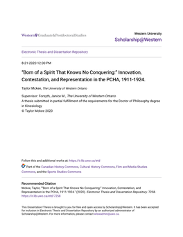 Innovation, Contestation, and Representation in the PCHA, 1911-1924