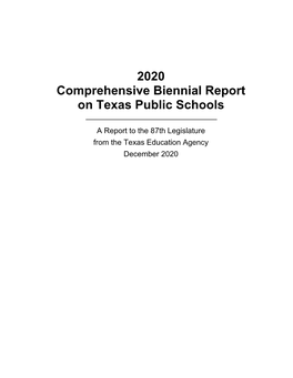 2020 Comprehensive Biennial Report on Texas Public Schools