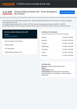 A-249 Bus Time Schedule & Line Route