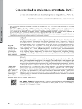 Genes Involved in Amelogenesis Imperfecta. Part II*