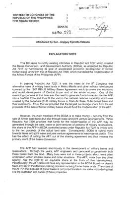 -- This Bill Seeks to Rectify Existing Infirmities in Republic Act 7227 Which Created the Bases Conversion and Development