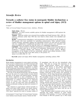 Scienti®C Review Towards a Catheter Free Status in Neurogenic