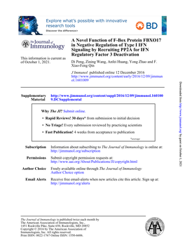 A Novel Function of F-Box Protein FBXO17 in Negative Regulation Of