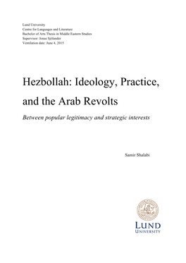 Hezbollah: Ideology, Practice, and the Arab Revolts