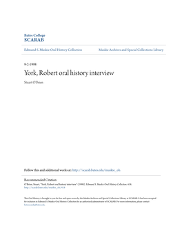 York, Robert Oral History Interview Stuart O'brien