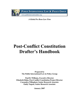 Post-Conflict Constitution Drafter's Handbook