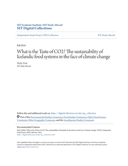 What Is the Taste of CO2? the Sustainability of Icelandic Food Systems in the Face of Climate Change