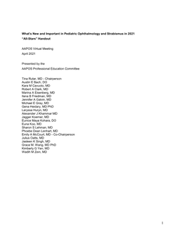 What's New and Important in Pediatric Ophthalmology and Strabismus In
