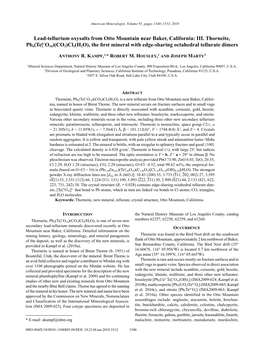 Lead-Tellurium Oxysalts from Otto Mountain Near Baker, California: III