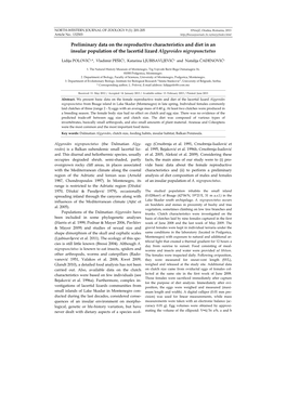 Preliminary Data on the Reproductive Characteristics and Diet in an Insular Population of the Lacertid Lizard Algyroides Nigropunctatus