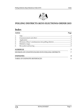 Polling Districts (Keys Elections) Order 2015 Index