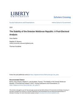 The Stability of the Dniester Moldovan Republic: a Post-Electoral Analysis