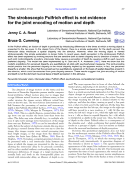 The Stroboscopic Pulfrich Effect Is Not Evidence for the Joint Encoding of Motion and Depth