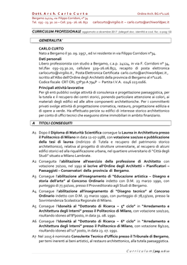 CARLO CURTO Nato a Bergamo Il 30. 09. 1957 , Ed Ivi Residente in Via Filippo Corridoni N°34