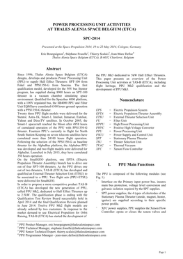 SPC-2014 Abstract Nomenclature 1. PPU Main Functions