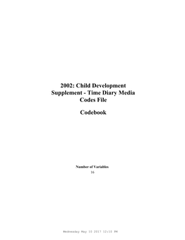 Codebook 2002: Child Development Supplement