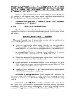 And 24Th Meetings of Southern Zonal Council Held at Puducherry and Hyderabad on 31St May, 2005 and 12Th February, 2007 Respectively