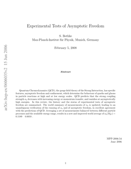 Experimental Tests of Asymptotic Freedom