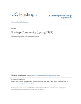 Hastings Community (Spring 1999) Hastings College of the Law Alumni Association