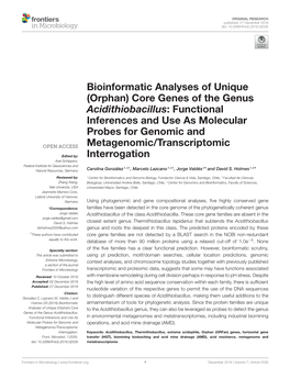 Core Genes of the Genus Acidithiobacillus: Functional Inferences and Use As Molecular Probes for Genomic and Metagenomic/Transcriptomic