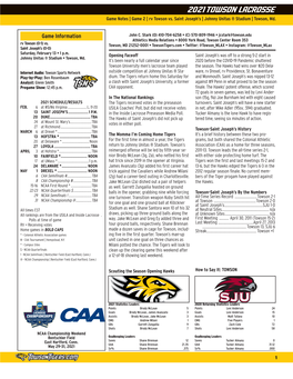 2021 TOWSON LACROSSE Game Notes | Game 2 | Rv Towson Vs