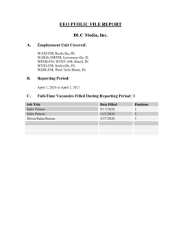 EEO PUBLIC FILE REPORT DLC Media, Inc