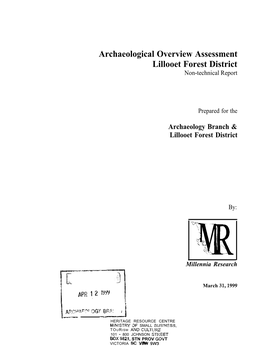 Archaeological Overview Assessment Lillooet Forest District Non-Technical Report