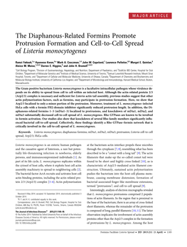 The Diaphanous-Related Formins Promote Protrusion Formation and Cell-To-Cell Spread of Listeria Monocytogenes