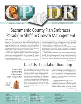 Sacramento County Plan Embraces 'Paradigm Shift' in Growth