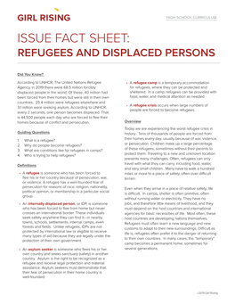 Issue Fact Sheet: Refugees and Displaced Persons