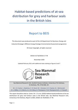 Habitat-Based Predictions of At-Sea Distribution for Grey and Harbour Seals in the British Isles