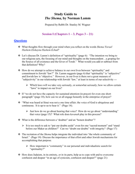 Study Guide to the Shema, by Norman Lamm