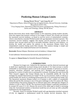 Predicting Human Lifespan Limits