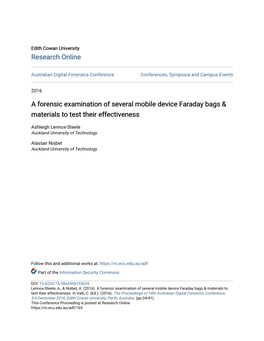 A Forensic Examination of Several Mobile Device Faraday Bags & Materials to Test Their Effectiveness