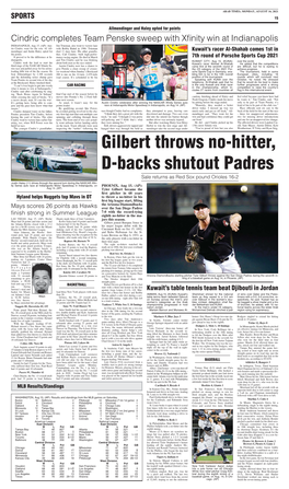 Gilbert Throws No-Hitter, D-Backs Shutout Padres